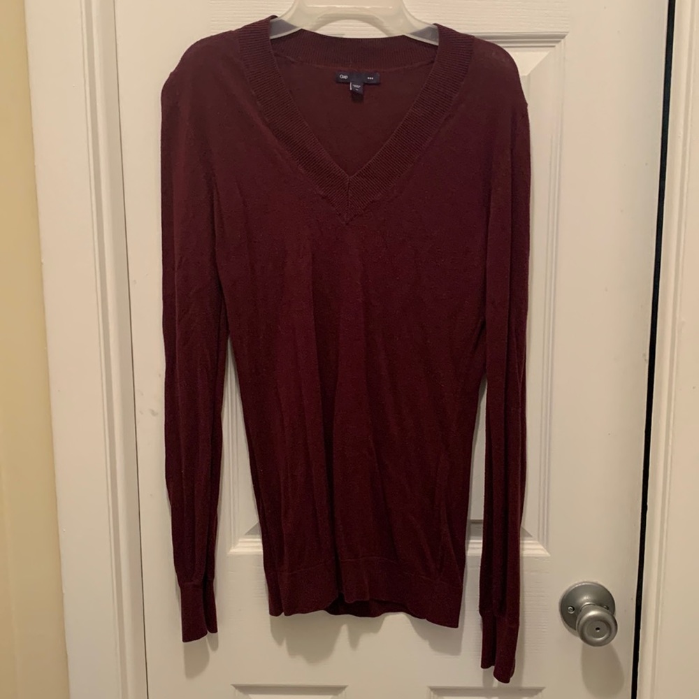 Gap Burgundy V-Neck Sweater